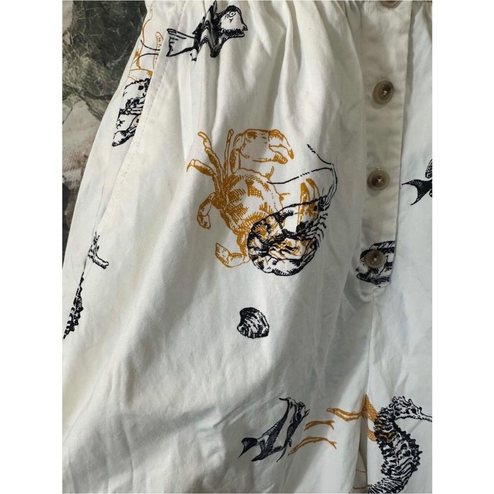 Anthropologie Maeve Sea Creatures Strapless Buttondown Wide-Leg Jumpsuit - Picture 9 of 16